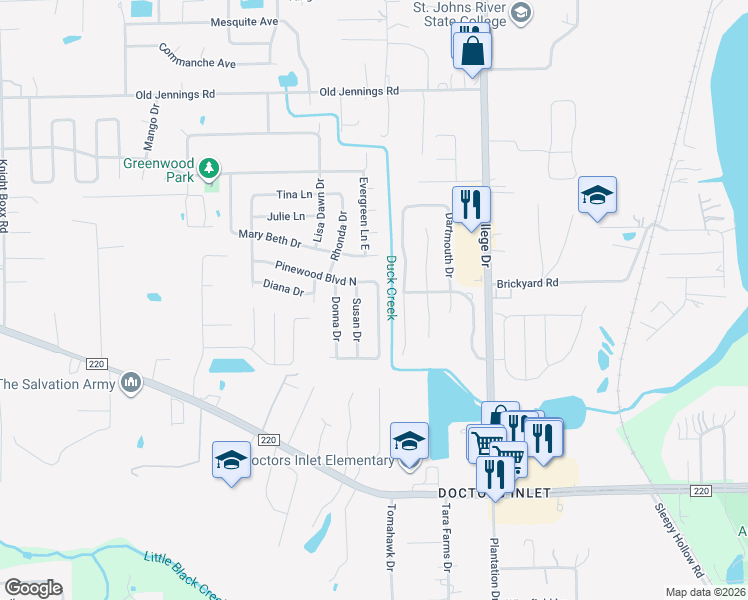 map of restaurants, bars, coffee shops, grocery stores, and more near 2657 Pinewood Boulevard East in Middleburg