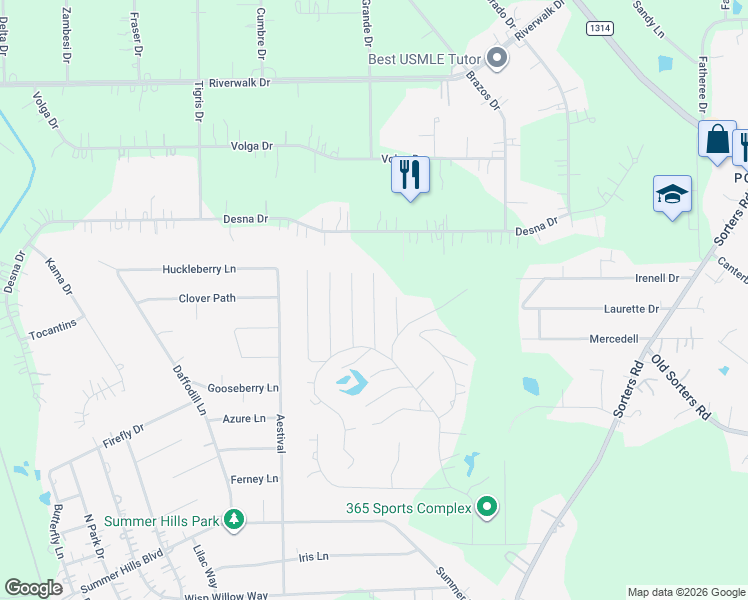map of restaurants, bars, coffee shops, grocery stores, and more near 23628 Maya in Porter