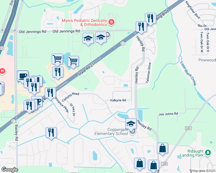 map of restaurants, bars, coffee shops, grocery stores, and more near 3584 Alec Drive in Middleburg