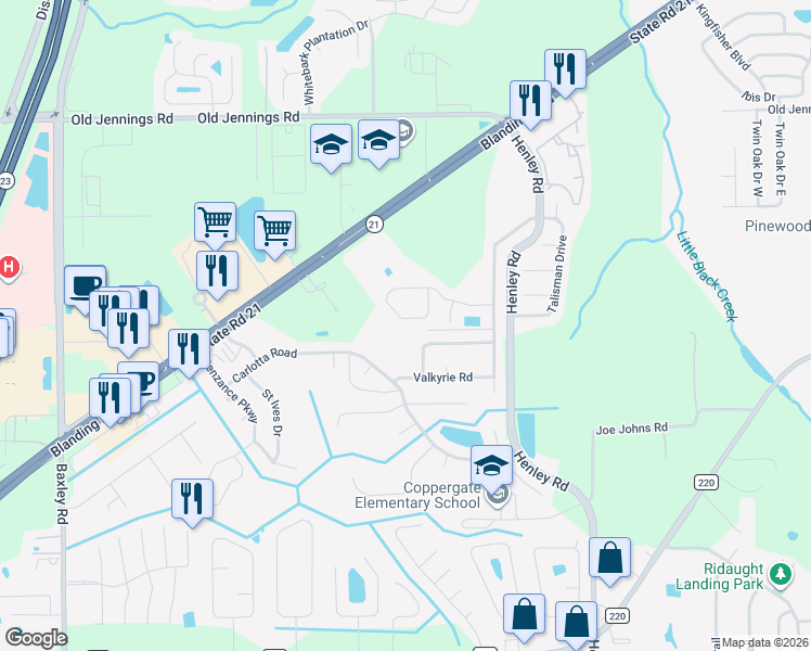 map of restaurants, bars, coffee shops, grocery stores, and more near 3561 Alec Drive in Middleburg