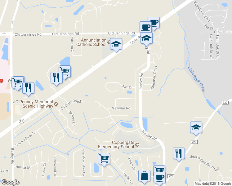 map of restaurants, bars, coffee shops, grocery stores, and more near 3608 Alec Drive in Middleburg