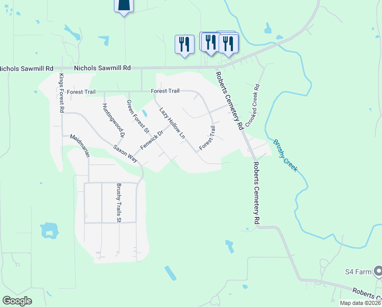 map of restaurants, bars, coffee shops, grocery stores, and more near 23311 Lazy Hollow Lane in Hockley