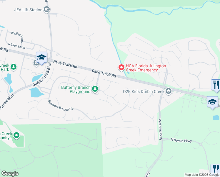 map of restaurants, bars, coffee shops, grocery stores, and more near 3712 Tatum Trace in Jacksonville