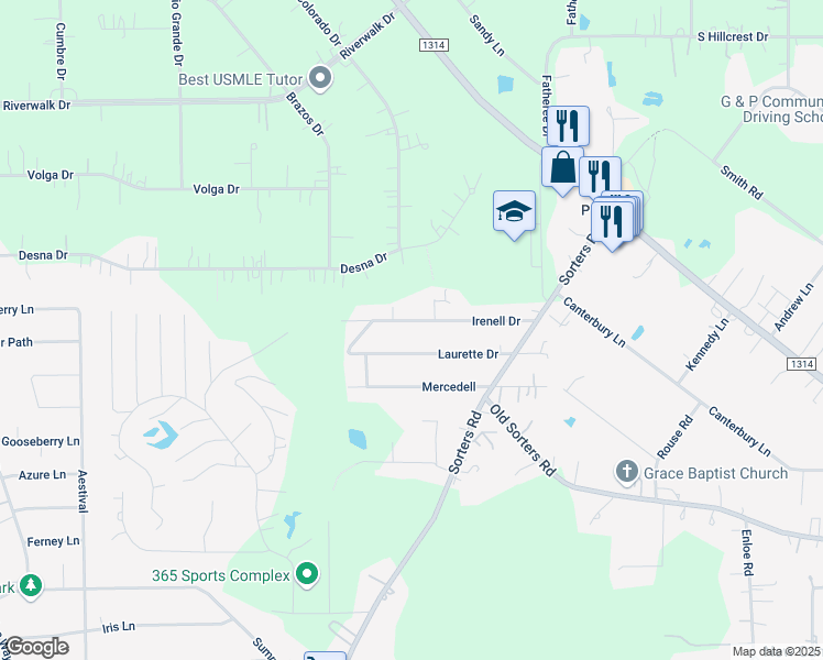 map of restaurants, bars, coffee shops, grocery stores, and more near 19768 Irenell Drive in Porter