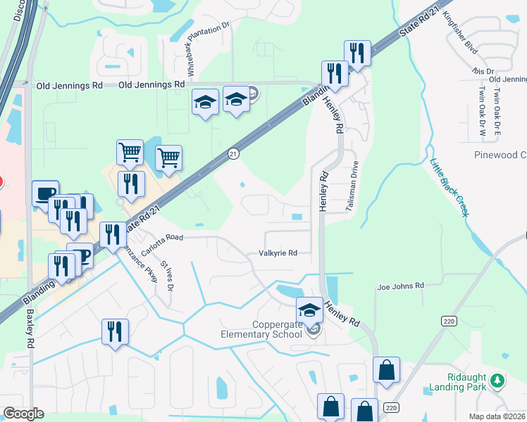 map of restaurants, bars, coffee shops, grocery stores, and more near 3603 Alec Drive in Middleburg