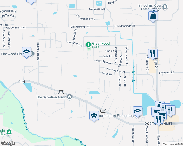 map of restaurants, bars, coffee shops, grocery stores, and more near 3250 Hammock Cove Court in Middleburg