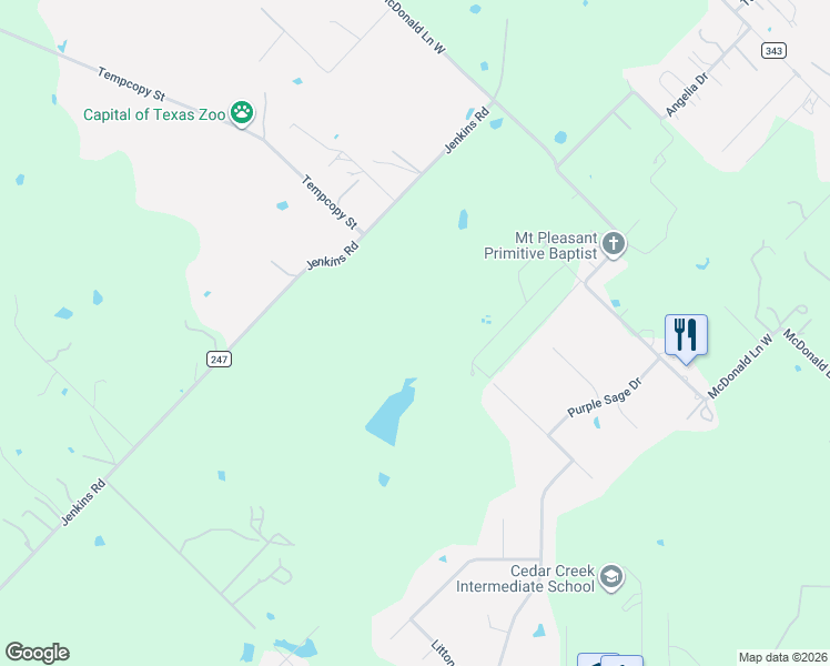 map of restaurants, bars, coffee shops, grocery stores, and more near 451 McDonald Lane West in Cedar Creek
