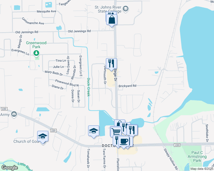 map of restaurants, bars, coffee shops, grocery stores, and more near 1636 Dartmouth Drive in Middleburg