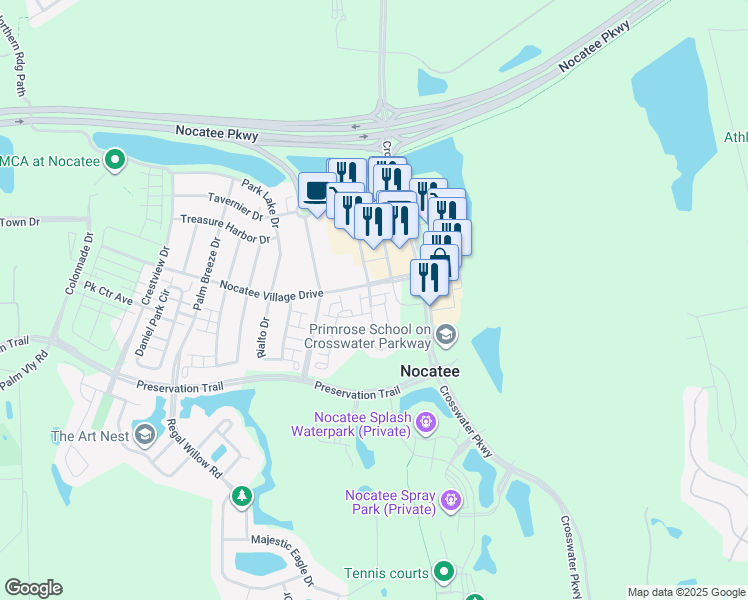 map of restaurants, bars, coffee shops, grocery stores, and more near 352 Garden Wood Drive in Ponte Vedra Beach