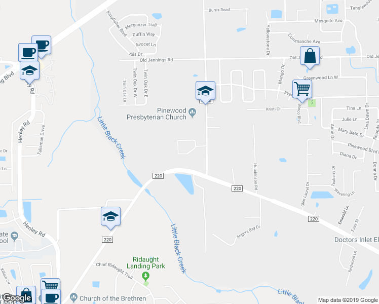 map of restaurants, bars, coffee shops, grocery stores, and more near 3799 Bedford Drive in Middleburg
