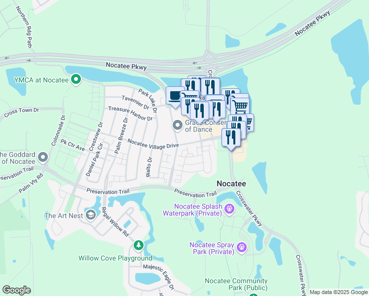 map of restaurants, bars, coffee shops, grocery stores, and more near 229 Nocatee Village Drive in Ponte Vedra Beach