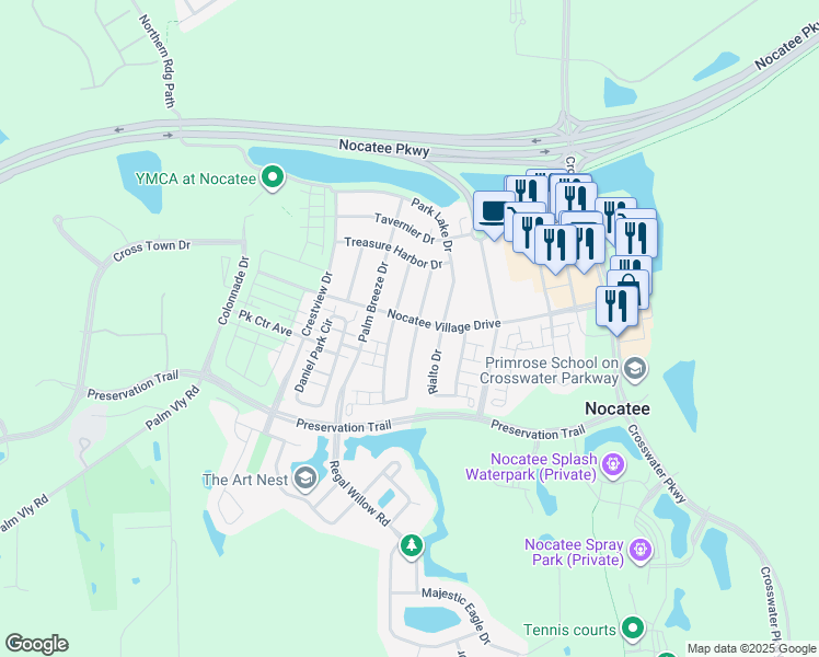 map of restaurants, bars, coffee shops, grocery stores, and more near 45 Summer Mesa Avenue in Ponte Vedra Beach