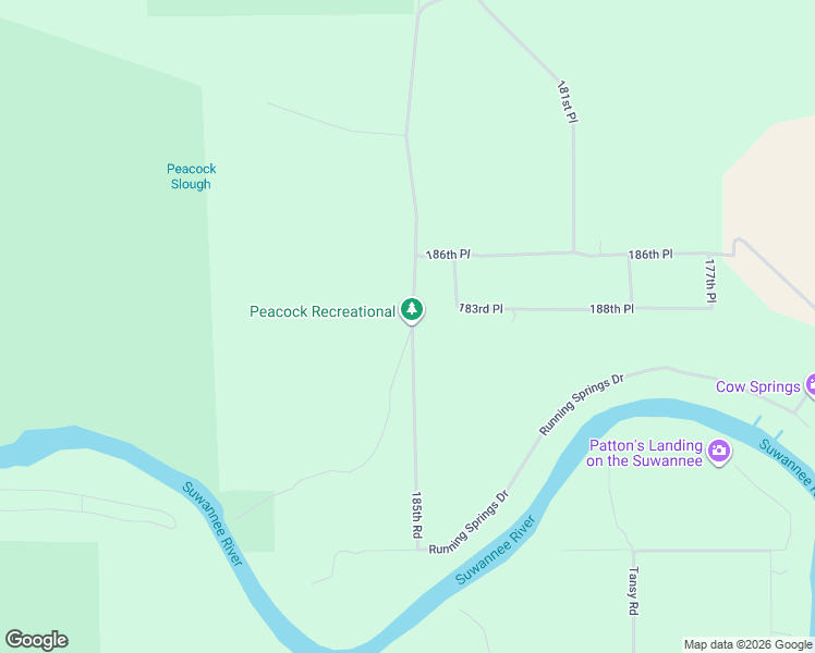 map of restaurants, bars, coffee shops, grocery stores, and more near 185th Road in Live Oak