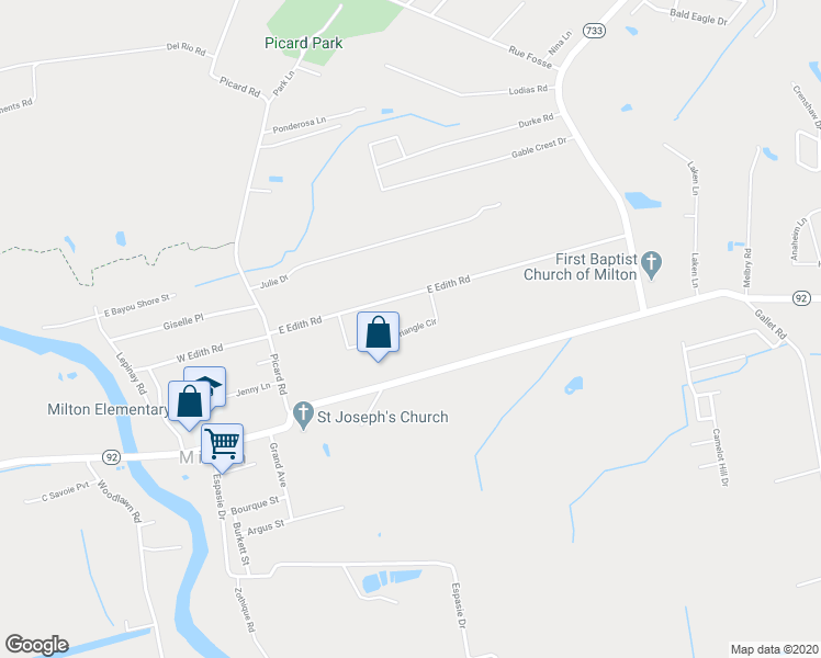 map of restaurants, bars, coffee shops, grocery stores, and more near 117 Triangle Circle in Lafayette