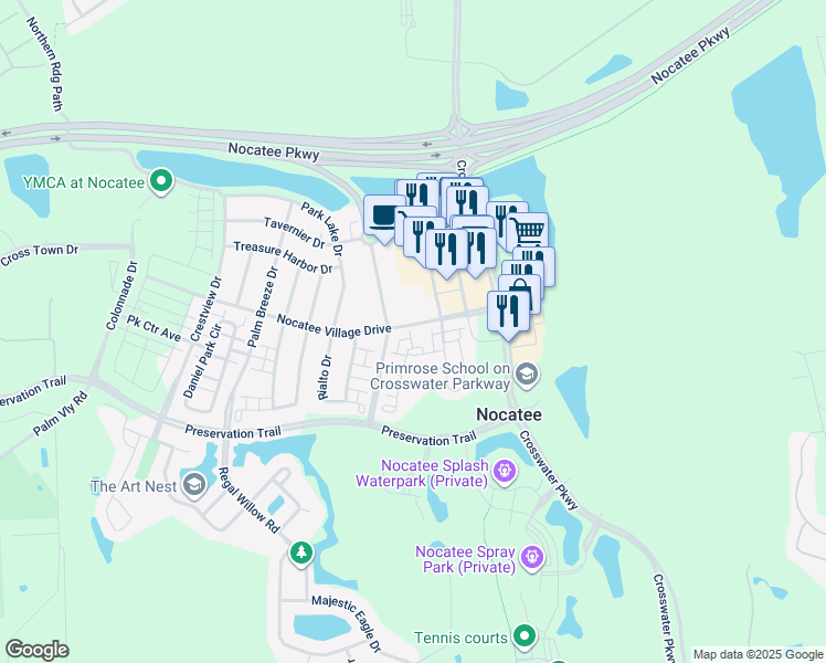 map of restaurants, bars, coffee shops, grocery stores, and more near 229 Nocatee Village Drive in Ponte Vedra Beach