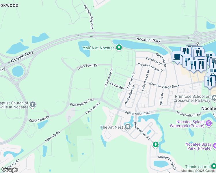 map of restaurants, bars, coffee shops, grocery stores, and more near Paris Lane in Nocatee