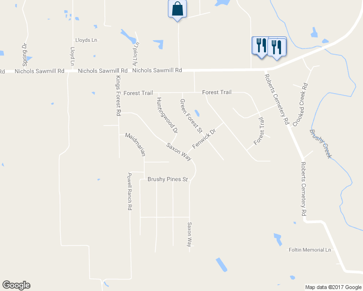 map of restaurants, bars, coffee shops, grocery stores, and more near 23511 Saxon Way in Hockley