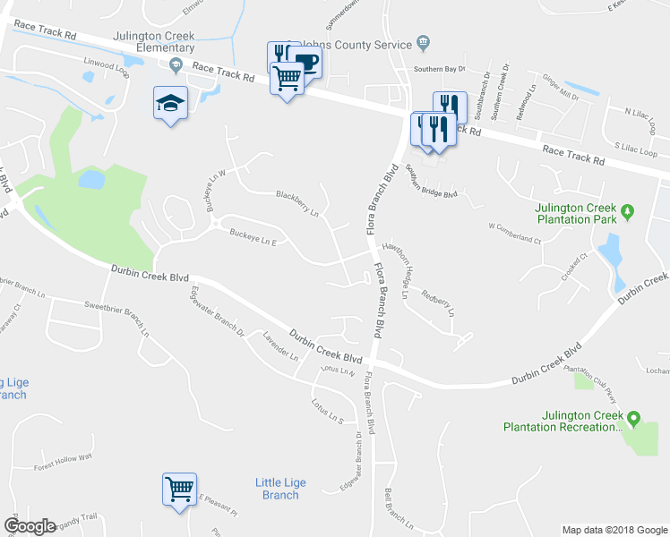 map of restaurants, bars, coffee shops, grocery stores, and more near 373 Maplewood Drive in Saint Johns