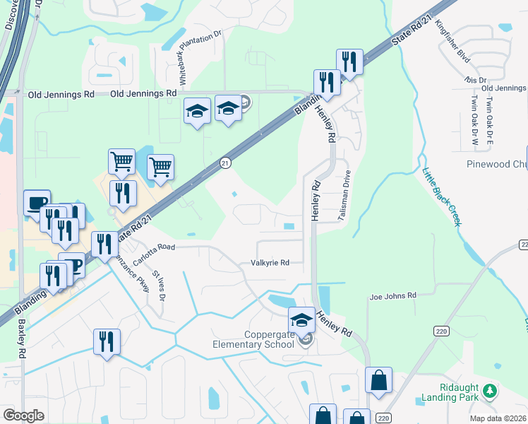 map of restaurants, bars, coffee shops, grocery stores, and more near 3628 Alec Drive in Middleburg