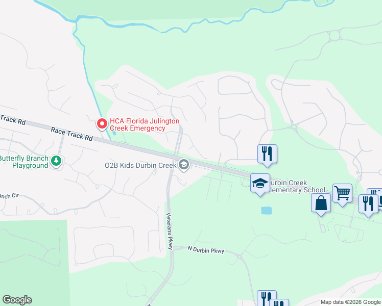 map of restaurants, bars, coffee shops, grocery stores, and more near 708 Sharon Court in Jacksonville