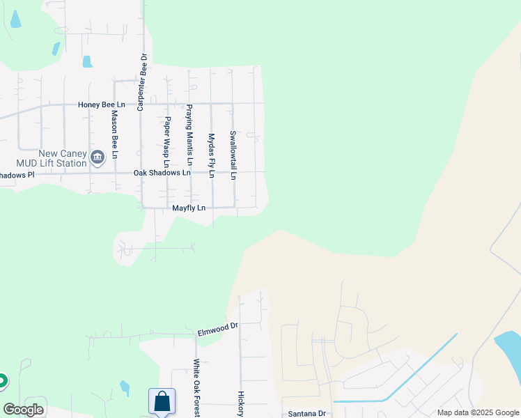map of restaurants, bars, coffee shops, grocery stores, and more near 23580 Mayfly Lane in New Caney