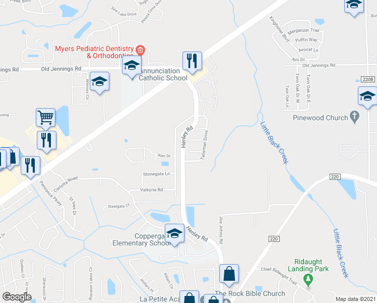 map of restaurants, bars, coffee shops, grocery stores, and more near 1426 Runes Court in Middleburg