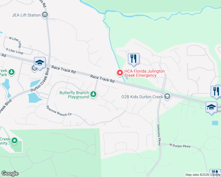 map of restaurants, bars, coffee shops, grocery stores, and more near 3712 Tatum Trace in Jacksonville