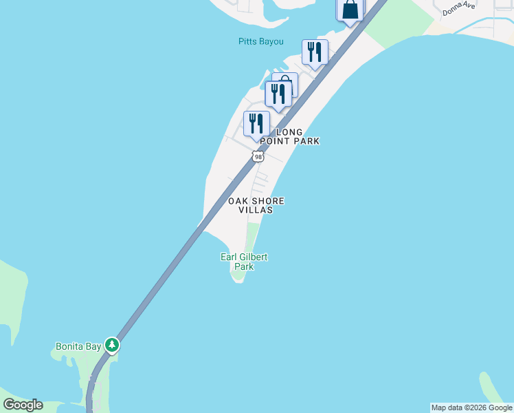 map of restaurants, bars, coffee shops, grocery stores, and more near 6411 Oakshore Drive in Panama City