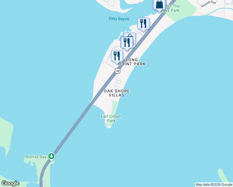 map of restaurants, bars, coffee shops, grocery stores, and more near 6411 Oakshore Drive in Panama City