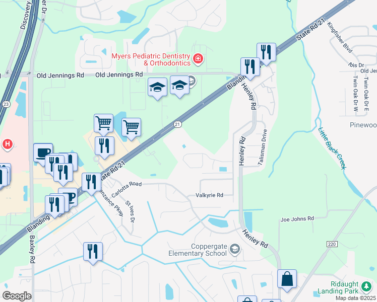 map of restaurants, bars, coffee shops, grocery stores, and more near 3512 Alec Drive in Middleburg