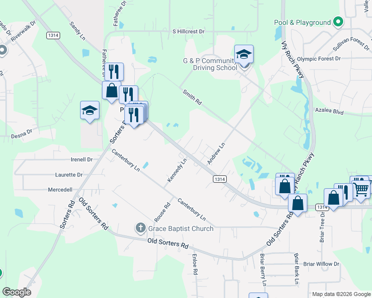 map of restaurants, bars, coffee shops, grocery stores, and more near 23311 Farm to Market Road 1314 in Porter
