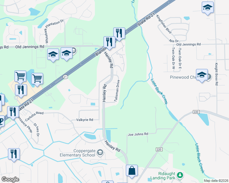 map of restaurants, bars, coffee shops, grocery stores, and more near 1367 Oden Court in Middleburg