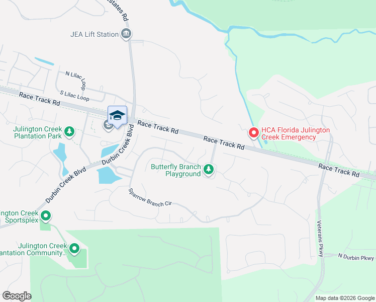 map of restaurants, bars, coffee shops, grocery stores, and more near 4413 North Pennycress Place in Jacksonville