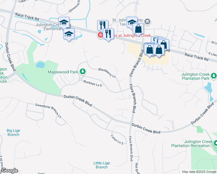 map of restaurants, bars, coffee shops, grocery stores, and more near 324 Maplewood Drive in Jacksonville