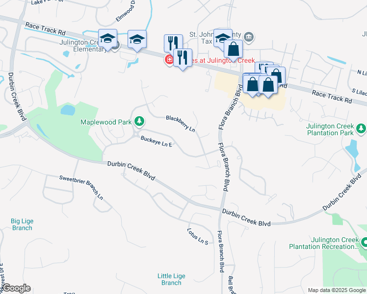 map of restaurants, bars, coffee shops, grocery stores, and more near 332 Maplewood Drive in Jacksonville