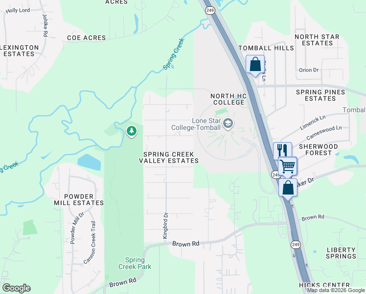 map of restaurants, bars, coffee shops, grocery stores, and more near 14803 Sage Thrasher Drive in Tomball