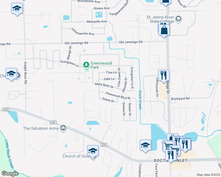 map of restaurants, bars, coffee shops, grocery stores, and more near 1693 Mary Beth Drive in Middleburg