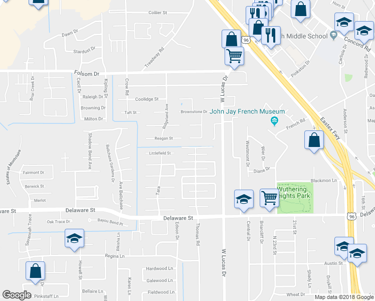 map of restaurants, bars, coffee shops, grocery stores, and more near 4440 Thomas Park in Beaumont