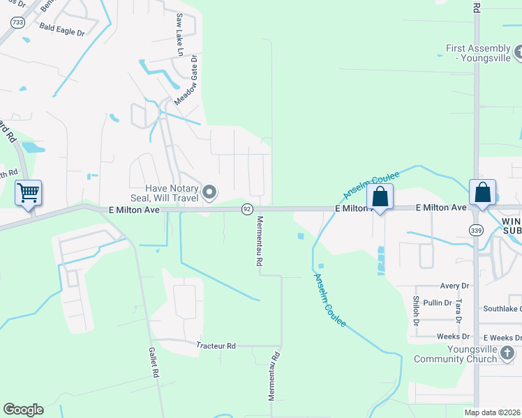 map of restaurants, bars, coffee shops, grocery stores, and more near 1500 East Milton Avenue in Lafayette