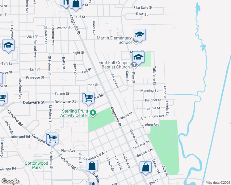 map of restaurants, bars, coffee shops, grocery stores, and more near 855 Delaware Street in Beaumont