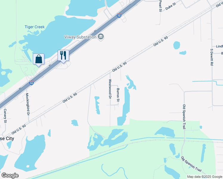 map of restaurants, bars, coffee shops, grocery stores, and more near 215 Westwood Drive in Vidor