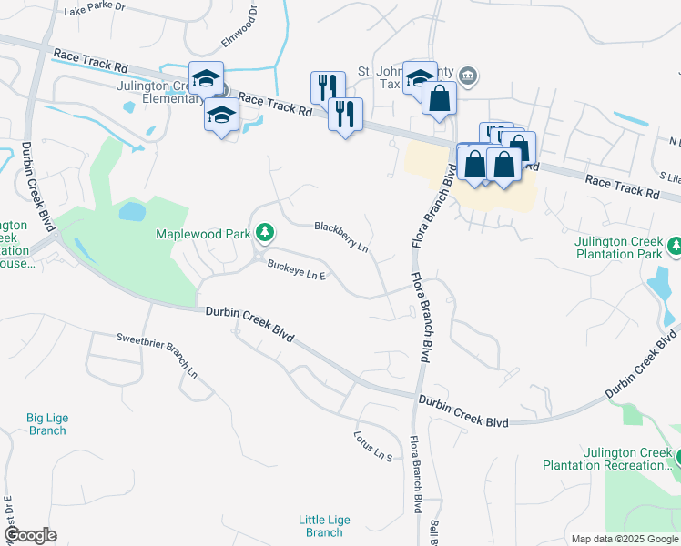 map of restaurants, bars, coffee shops, grocery stores, and more near 324 Maplewood Drive in Jacksonville