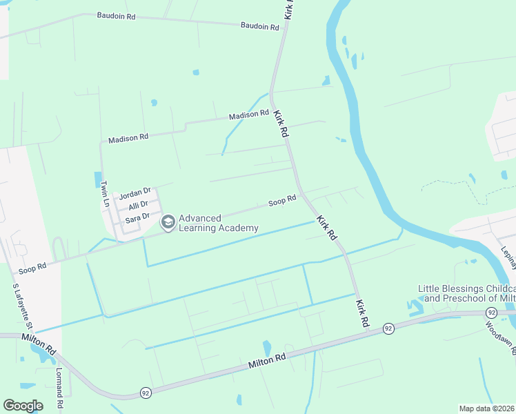 map of restaurants, bars, coffee shops, grocery stores, and more near 7201 Soop Road in Maurice