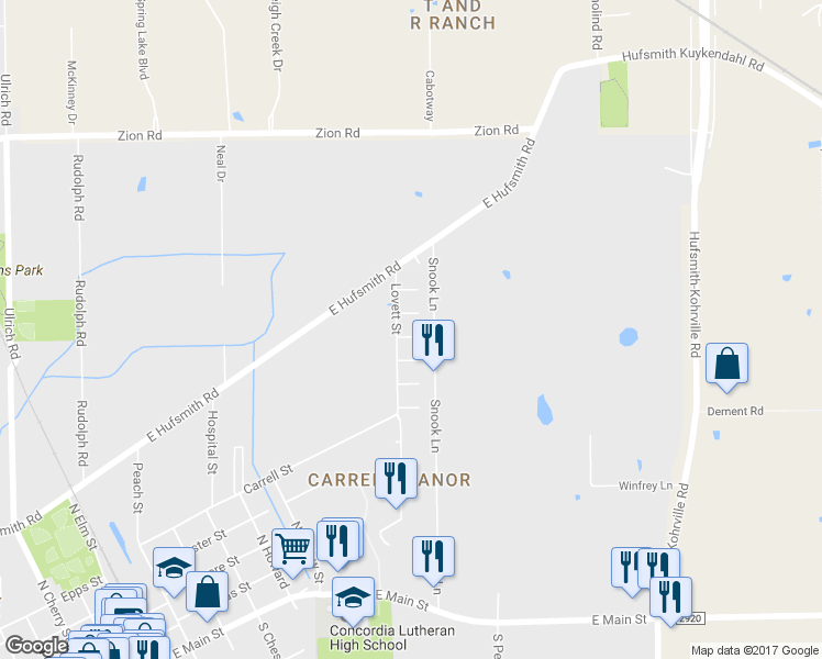 map of restaurants, bars, coffee shops, grocery stores, and more near 1011 Stoneleigh Court in Tomball