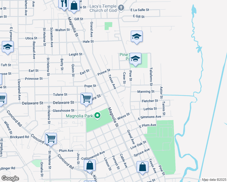 map of restaurants, bars, coffee shops, grocery stores, and more near 855 Delaware St in Beaumont
