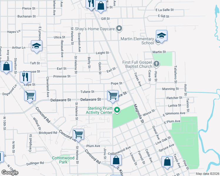 map of restaurants, bars, coffee shops, grocery stores, and more near 1658 Tulane Street in Beaumont