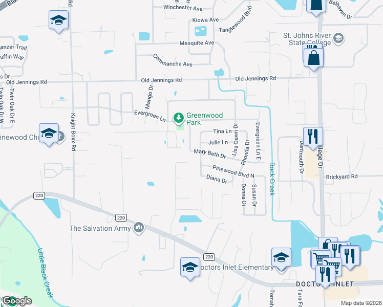 map of restaurants, bars, coffee shops, grocery stores, and more near 1658 Mary Beth Drive in Middleburg