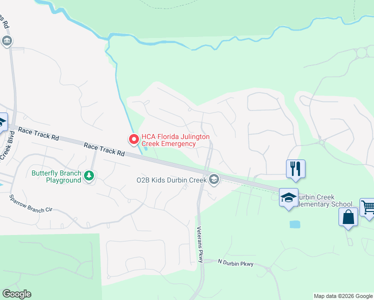 map of restaurants, bars, coffee shops, grocery stores, and more near 319 West Tropical Trce in Saint Johns
