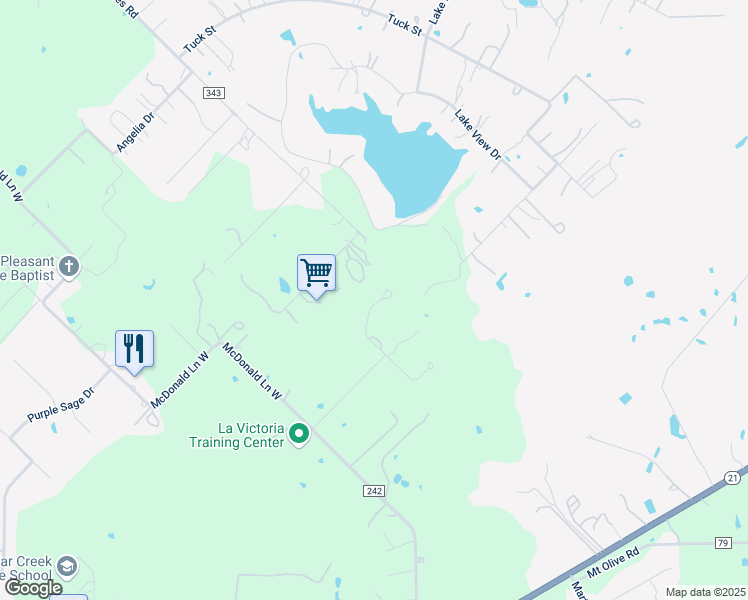 map of restaurants, bars, coffee shops, grocery stores, and more near 118 Martin Lane in Cedar Creek