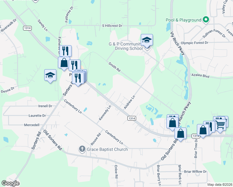 map of restaurants, bars, coffee shops, grocery stores, and more near 23337 Farm to Market Road 1314 in Porter